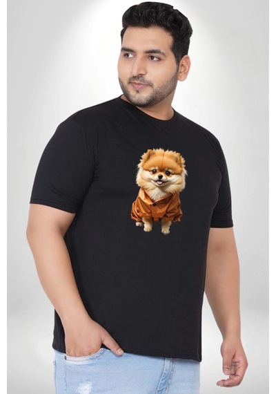 Angemiel Teacup Pomernian Çeket Siyah Büyük Beden Erkek Kadın Unisex Basic Ön Baskılı Tişört Siyah