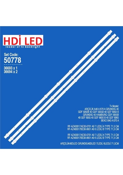 Grundig Uyumlu 40 Gdf 5950b 5955b Gef 6950 B Hamburg 6955 6600 6965 Led Bar Takımı