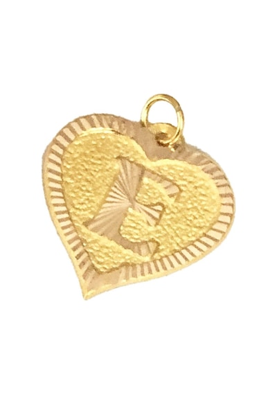 0.25 Gram 14 Ayar E Harfi Kalp Kolye Ucu