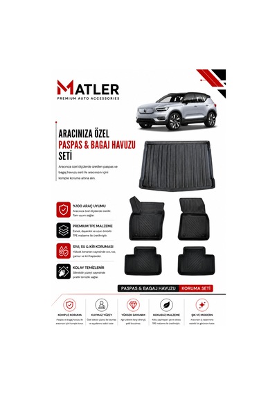 Volvo Ex40 2026 Model 4d Ekstra Havuzlu Paspas Ve Bagaj Havuzu Set