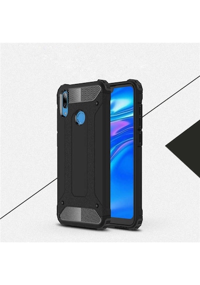 Kilifone - Huawei Uyumlu Y7 Prime 2019 / Y7 2019 - Kılıf Çift Katman Zırh Tank Crash Military Kapak - Siyah