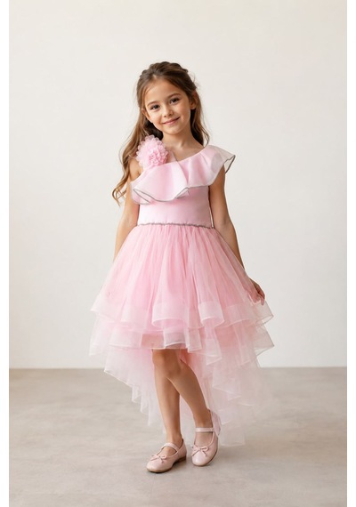 Minigimin Cicileri Miniğimin Cicileri Luna Fırfır Yaka Kuyruklu Kız Çocuk Abiye ... Pembe