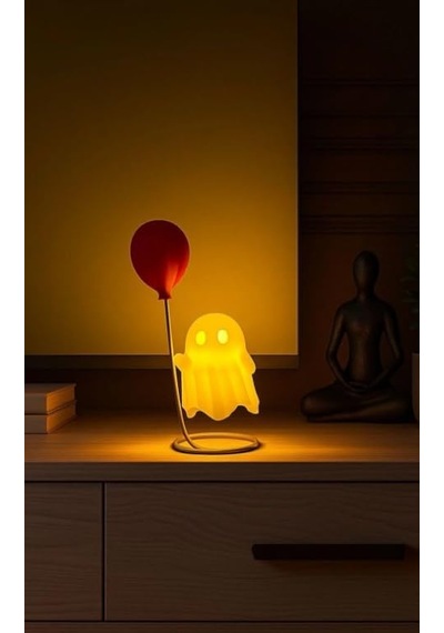 Sevimli Balonlu Hayalet Figürü, 10x11 Cm, Beyaz, Pilli Led Mumlu, Masa Üstü Dekoratif Aksesuar Diğer