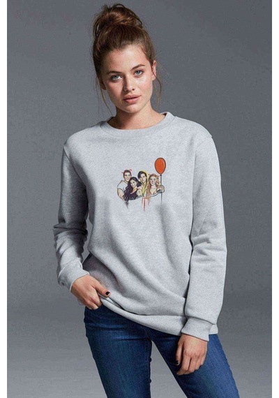 Riverdale Memes Dizi Baskılı Gri Kadın Sweatshirt