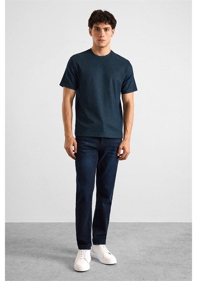 Süvari Lacivert Regular Bisiklet Yaka Tişört Ts1014000469-m09