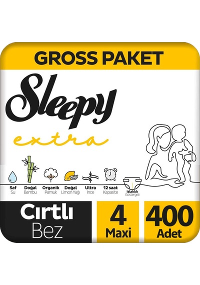 Sleepy Extra Bebek Bezi Gross Paket 4 Beden 100x4 400 Adet 4 Numara