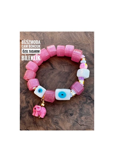 Cam Bodrum Boncuk Bileklik Charm Cam Boncuklu Bileklik Cam Boncuk Fil Şans Bilekliği Pembe 52423303