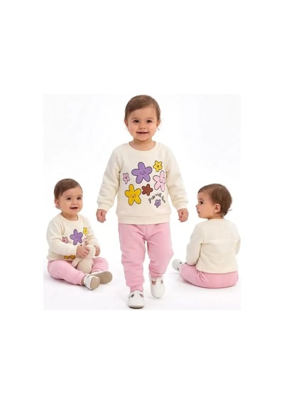 Veraura Lifestyle 6/24 Ay Çiçek Baskılı Basic Bebek Takımı Pembe