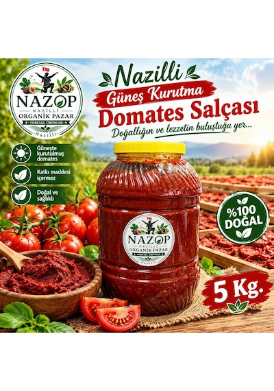 Nazop Domates Salçası Nazilli Güneş Kurutma 5 Kg.