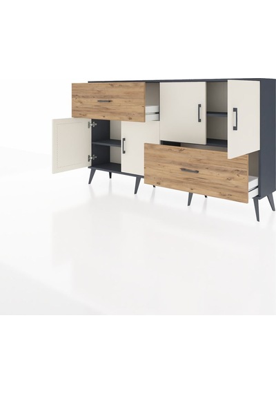 Arges Konsol 3 Raflı 2 Çekmeceli 4 Kapaklı 176x30x99 Antrasit-ayt Antrasit-aytaşı/çam Arges Konsol 3 Raflı 2 Çekmeceli 4 Kapaklı 176x30x99 Antrasit-ayt Antrasit-aytaşı/çam