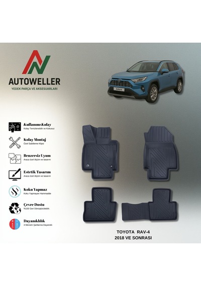 Toyota Rav4 2018 Sonrası Uyumlu Havuzlu Oto Paspas