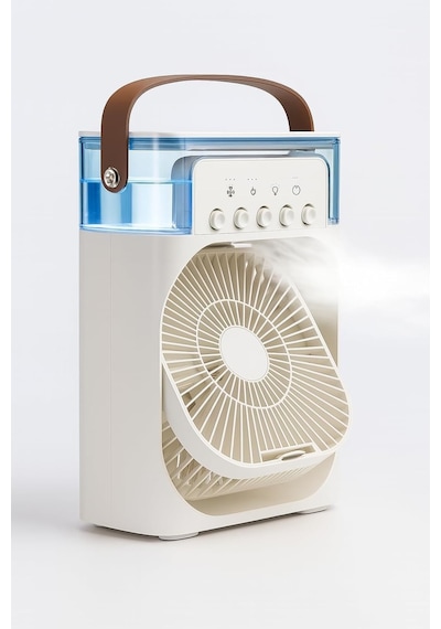 Şarjlı Soğutmalı Vantilatör - Beyaz - 7 Renk Led Işıklı Mini Hava Soğutucu, Buharlı Nemlendirici, Parfüm Hazneli, Zaman Ayarlı, Taşınabilir Usb Fan Ev & Ofis İçin
