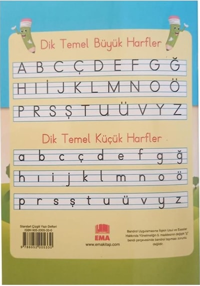 Güzel Yazı Defteri A4 Boy 19x27 CM 24 Yaprak 3 Adet Standart Çizgili Yazı Defteri Dik Temel Harflerle 1. Sınıf