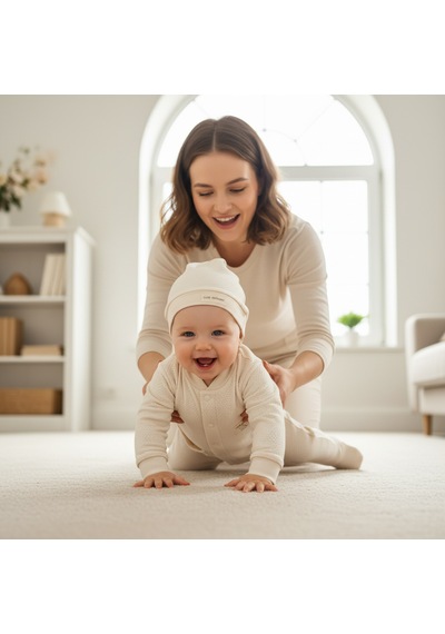 Ürünya Unisex Bebek Şapkalı Tulum Krem