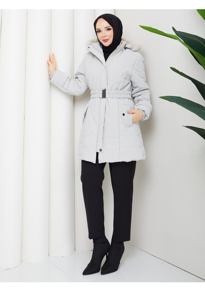 Eslemnur Nova Kumaş Şişme Mont 85cm Krem