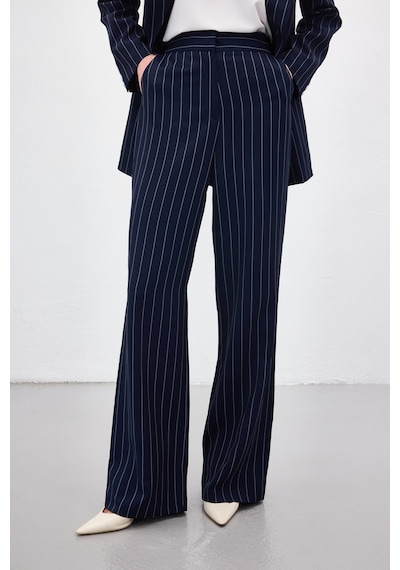 Sateen Rina Çizgili Pantolon - Lacivert-136971 Lacivert
