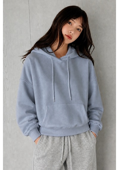 Cool Tarz Kadın Oversize Hoodie Sweatshirt Kapüşonlu Kanguru Cepli Mavi Mavi