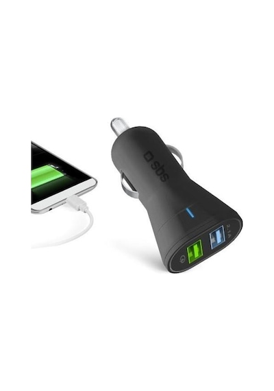 SBS 37331 TECR2USBQCH3 ARAÇ İÇİ 2.1 A 3.0 USB ÇIKIŞLI HIZLI ŞARJ ÖZELLİKLİ ARAÇ İÇİ ŞARJ CİHAZI