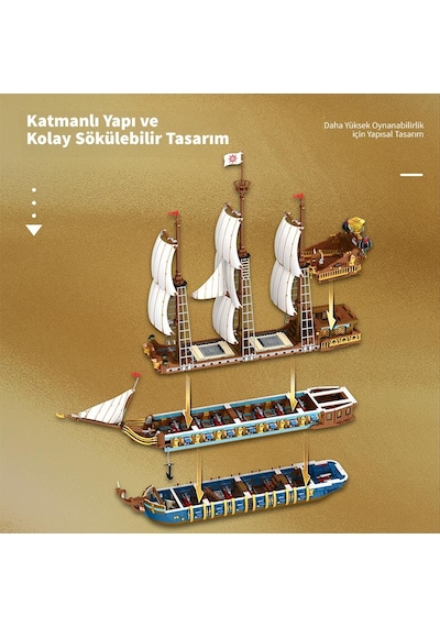 Reobrix 66011 Kraliyet Filosu Gemisi Yaratıcı Yapı Blok Seti Building Blocks The Royal Fleet The Sun - 2830 Parça