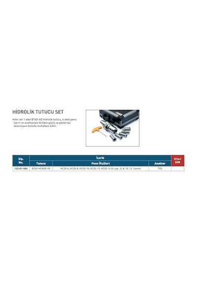 Fett Bt40-hcm20-90 Harlingen Jısb6339 Hidrolik Tutucu Set