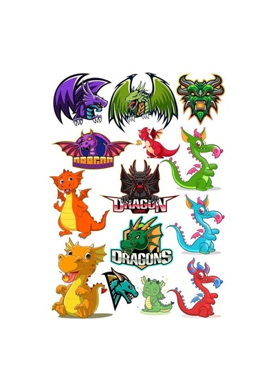 Ejderha Dragon Sticker Set-8 13 Parça Telefon, Tablet, Defter, Laptop Sticker