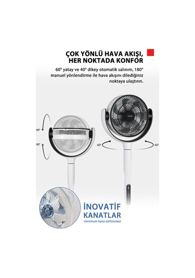 Doğal Rüzgar Ion Fresh Beyaz 7 Kanatlı Çok Yönlü Kumandalı Vantilatör F-dse40xcıs W