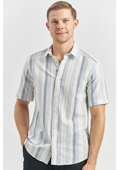İmza Koyu Lacivert Kısa Kollu Çizgili Armürlü Pamuklu Casual Slim Fit Dar Kesim Gömlek 1004240243 Koyu Lacivert İmza Koyu Lacivert Kısa Kollu Çizgili Armürlü Pamuklu Casual Slim Fit Dar Kesim Gömlek 1004240243 Koyu Lacivert