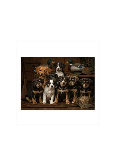 Yavru Köpekler Topluluğu Modern Mdf Tablo
