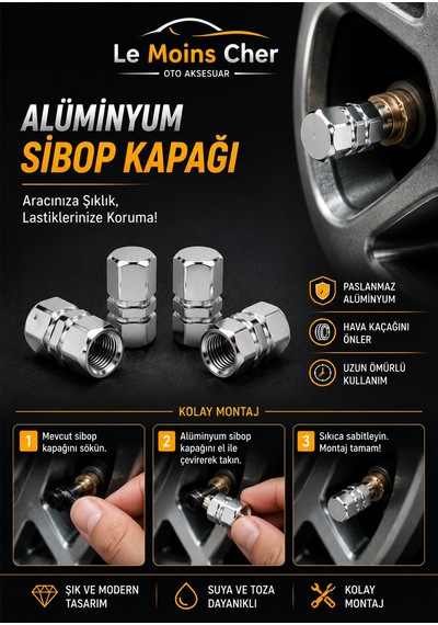 Alfa Romeo 159 Tı Alüminyum Altıgen Sibop Kapağı 4'lü Set Lastik Valf Kapağı