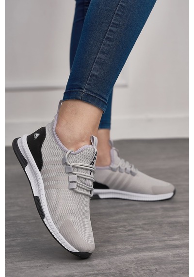 Günlük Unisex Sneaker Nefes Alabilen Triko Bağcıklı Hafif Yürüyüş Esnek Spor Ayakkabı 249 053 Buz - Siyah