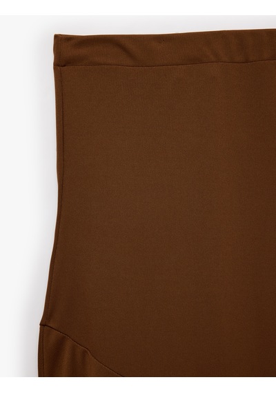 Koton Slim Fit Asimetrik Midi Etek Kahverengi 7wak10213ek Kahve