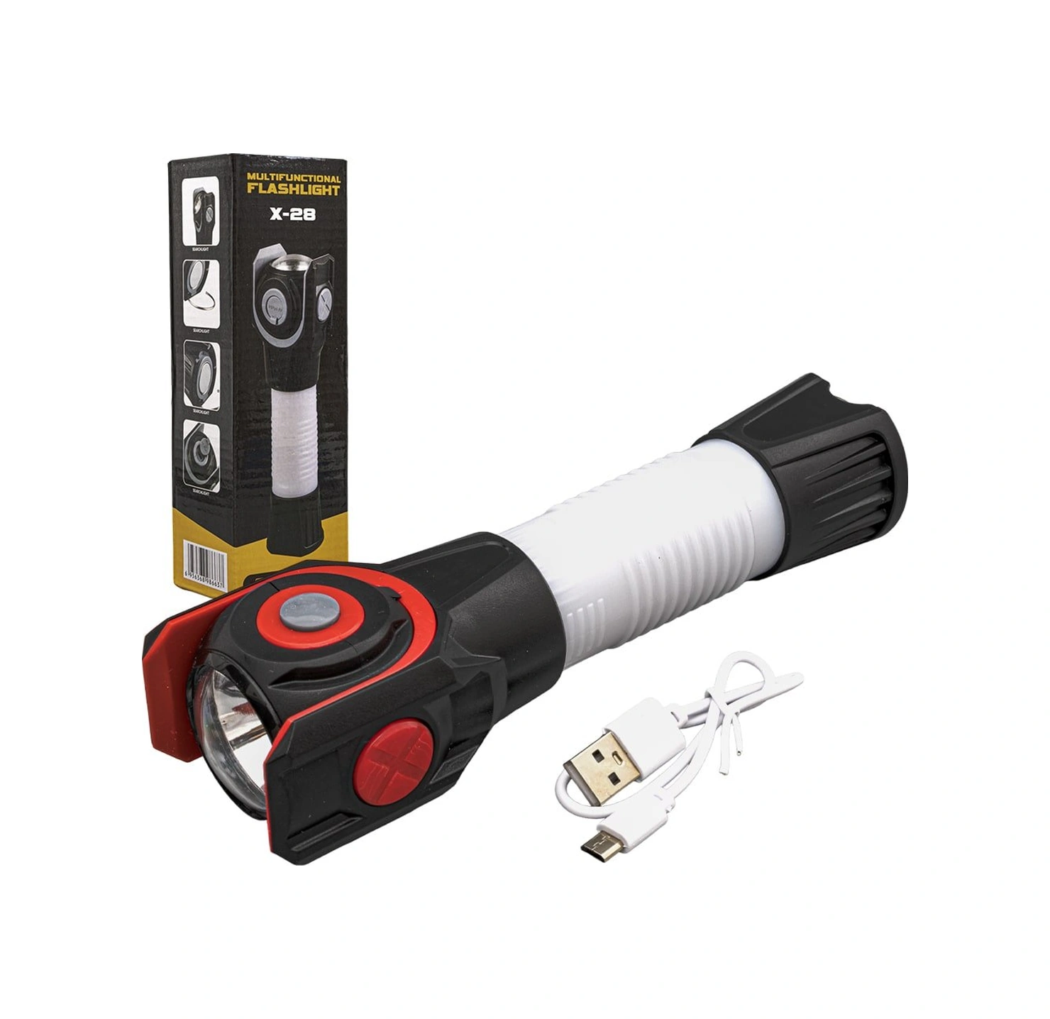 Powermaster X-28 Mıknatıslı Çok Fonksiyonlu Şarjlı El Feneri Kırmızı - Siyah