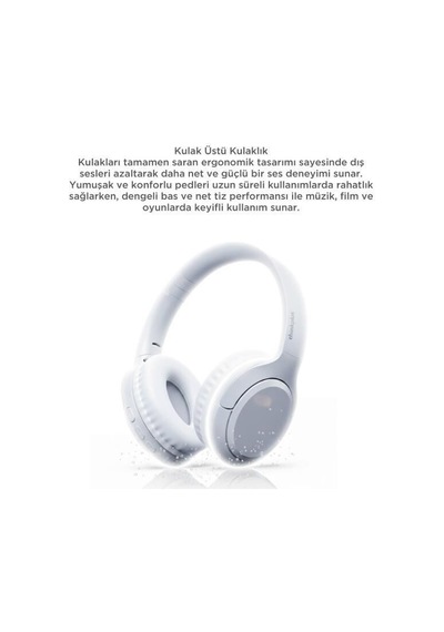 Teknolojik Ürün Taşınabilir Aygıt Günlük Eşya Th53 Beyaz Bluetooth Kulak Üstü Kulaklık
