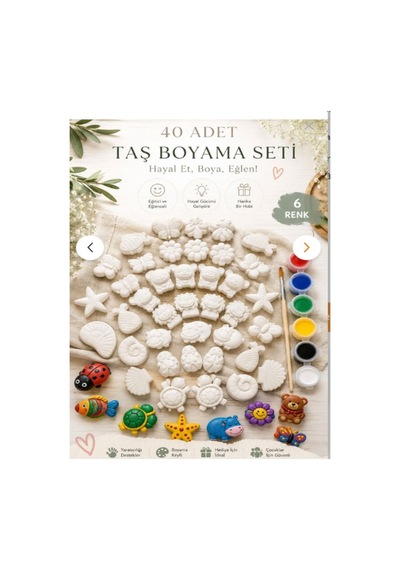 40 Adet 3d Hayvanlar&çiçekler Taş Boyama Figür Çocuk Gelişimi Boyama Etkinlik Seti Zoo Painting