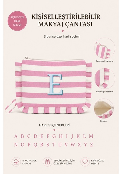 Beige & Stone Kişiye Özel Harf Detaylı Pembe Çizgili 17x29 Cm Volanlı Clutch & Portföy Çanta Kadın El Çantası Pembe - 896048835 Pembe Beige & Stone Kişiye Özel Harf Detaylı Pembe Çizgili 17x29 Cm Volanlı Clutch & Portföy Çanta Kadın El Çantası Pembe - 896048835 Pembe