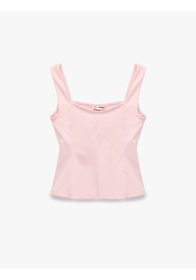 Koton U Yaka Slim Fit Peplum Kolsuz Bluz Pembe 6sal30124ık Gül