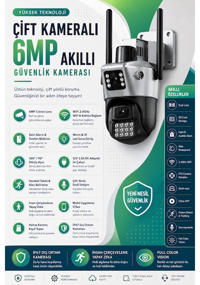 Wifi 2 Kameralı Güvenlik Kamerası