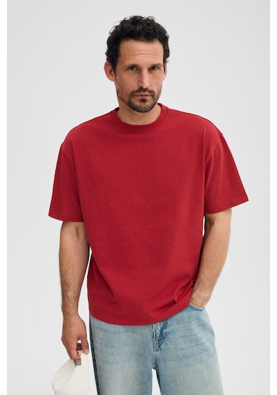 Grimelange Grımelange Dunno Erkek %100 Organik Pamuk Yuvarlak Yakalı Regular Fit Kırmızı T-shirt KIrmızı