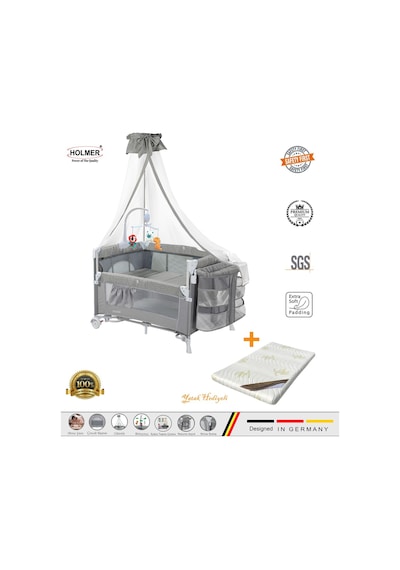 Holmer Yatak Hediyeli Coolstyle Maxi Cibinlikli Dönenceli Anne Yanı Park Yatak 70x110cm + Yatak