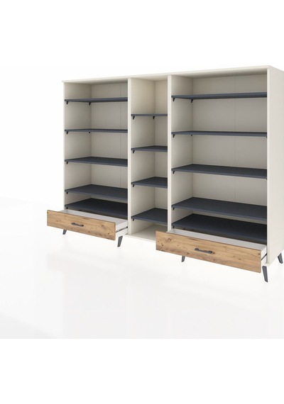 Hyperion Dolap 14 Raflı 2 Çekmeceli 220x44x163 Aytaşı-antrasit/ç Aytaşı-antrasit/çam Hyperion Dolap 14 Raflı 2 Çekmeceli 220x44x163 Aytaşı-antrasit/ç Aytaşı-antrasit/çam