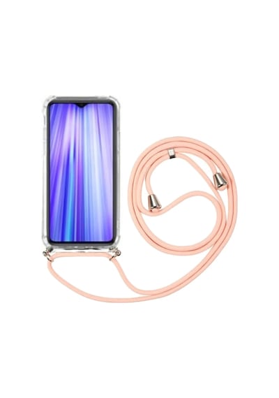 Xiaomi Redmi Note 12 5g Boyun Askılı Köşe Korumalı Şeffaf Silikon Telefon Kılıfı Pembe