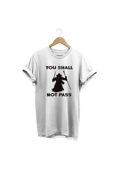 You Shall Not Pass Baskılı Beyaz T-shirt Beyaz