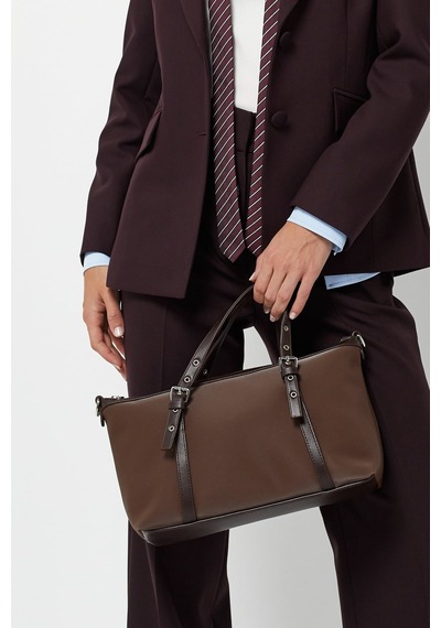 K&S Kemer Detaylı Mini Tote Çanta Kahve