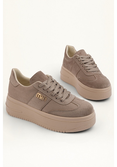 Bahrina Kadın Kalın Taban Tokalı Sneaker Vizon