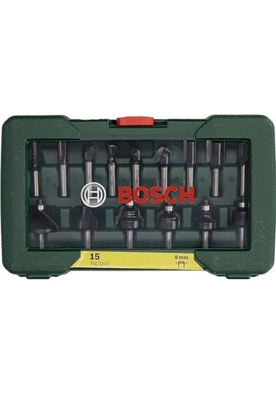 Professional Accessories 15 Parça Freze Seti Ahşap, Frezeler İçin 8 Mm Şaftlı Aksesuar