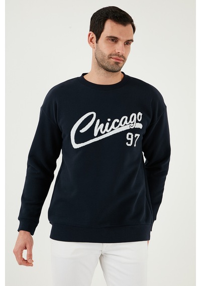 Buratti Pamuk Karışımlı Regular Fit Bisiklet Yaka Erkek Sweat 5905468S Indigo
