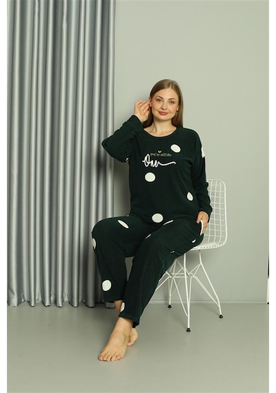 Akbeniz Welsoft Polar Kadın Büyük Beden Petrol Rengi Pijama Takımı 808045 - 4xl Petrol