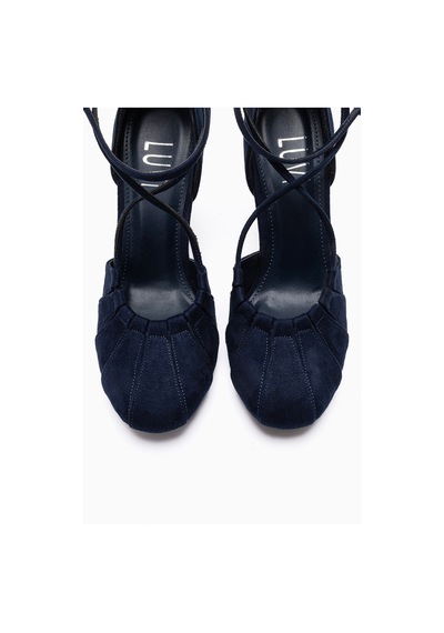 Luvishoes Elıza Lacivert Süet Kadın Topuklu Ayakkabı
