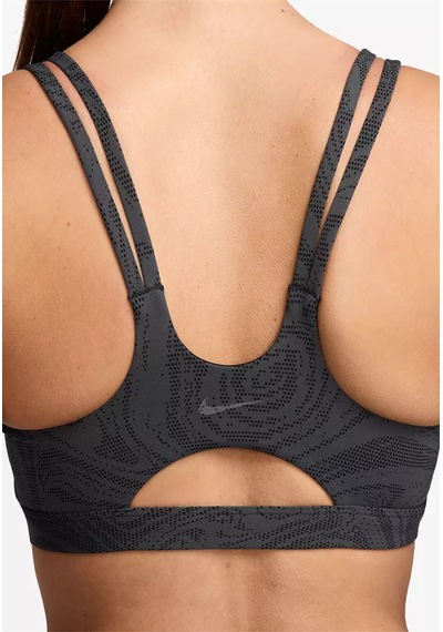 Women's Zenvy Bra Hafif Destekli Pedli Gri-siyah Desenli Kadın Sporcu Sütyeni Siyah