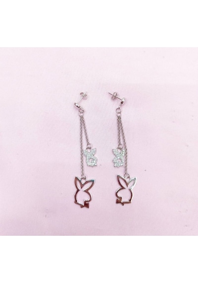 Oriental Kuyumculuk Jewellery Zincirli Playboy Tavşan Gümüş Küpe Gümüş